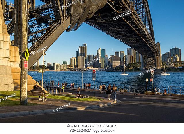Sunny Sunday afternoon below Sydney Harbour Bridge