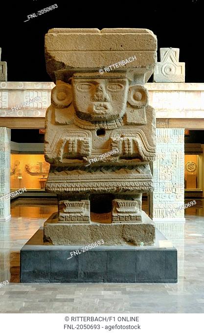Close-up of sculpture inside museum, National Museum Of Anthropology, Mexico City, Mexico