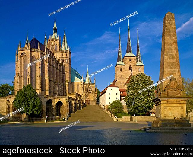 St. Mary's Cathedral and Severikirche on Domplatz in Erfurt, Thuringia, Germany