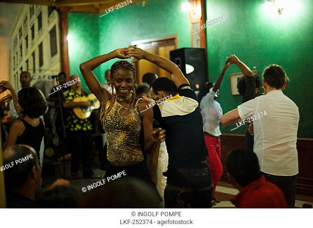 People dancing in Casa de la Trova, Santiago de Cuba, Santiago de Cuba, Cuba, West Indies