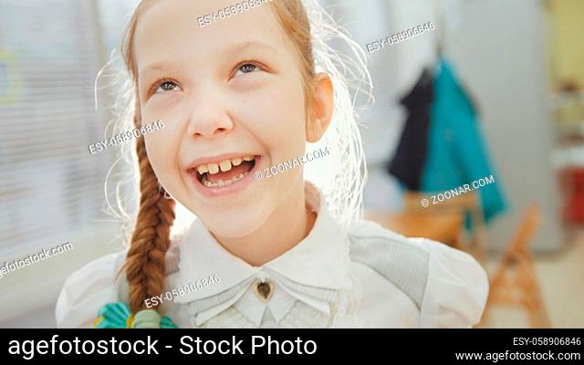 Little girl have funny and smiling, close up vie