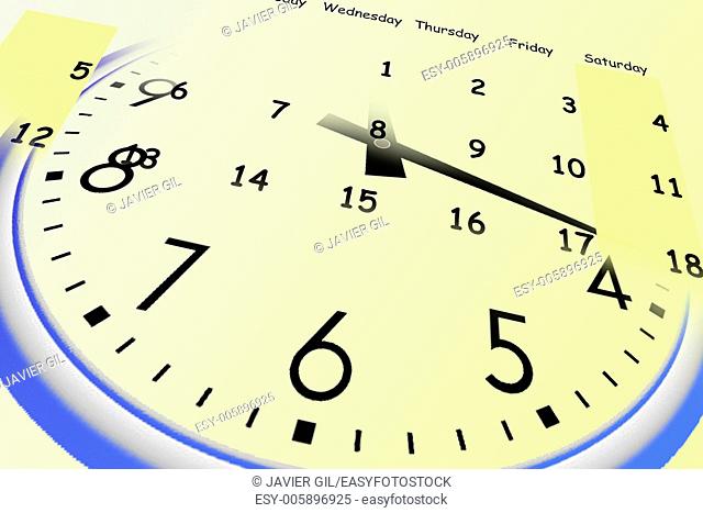 Clock and yellow calendar