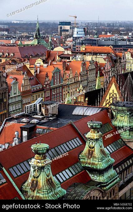 Europe, Poland, Lower Silesia, Wroclaw, Mostek Pokutnic, Church of St. Magdalene, View from the Bridge of the Penitents