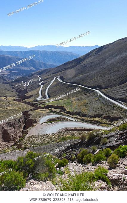 View from Lipan Pass of Highway 52 in the Andes Mountains near Purmamarca, Jujuy Province, Argentina