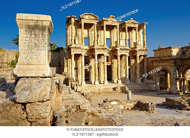 Picture of The library of Celsus  Images of the Roman ruins of Ephasus, Turkey Photos  Stock Picture & Photo art prints
