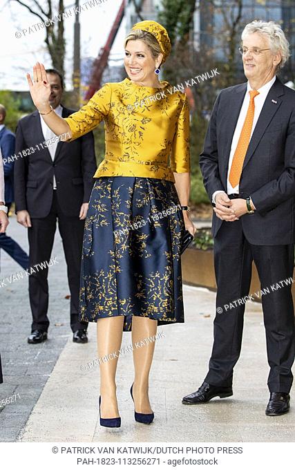 Queen Maxima of The Netherlands opens the .New green sustainable office of the Dutch charity lottery in Amsterdam, The Netherlands, 6 December 2018