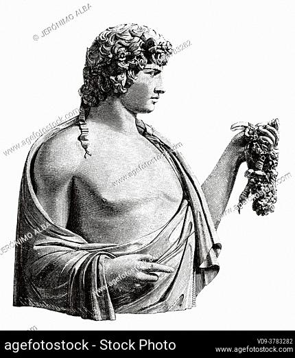 Roman Emperor Antinous, was a young man of great beauty, favorite and lover of the Roman emperor Hadrian, Ancient roman empire. Italy, Europe