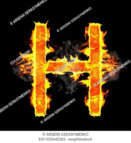 Burning and flame font H letter
