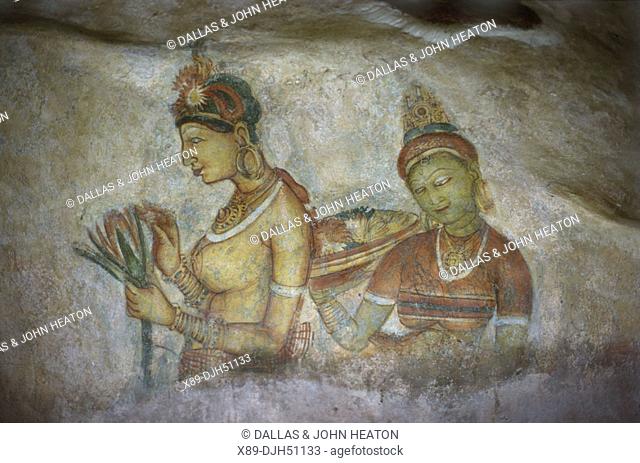 Sri Lanka, Sigiriya Frescoes, Maidens