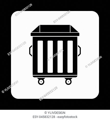 Dumpster on wheels icon in simple style isolated on white background. Garbage symbol