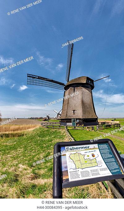 Gang of three windmills, Schermerhorn, Noord-Holland