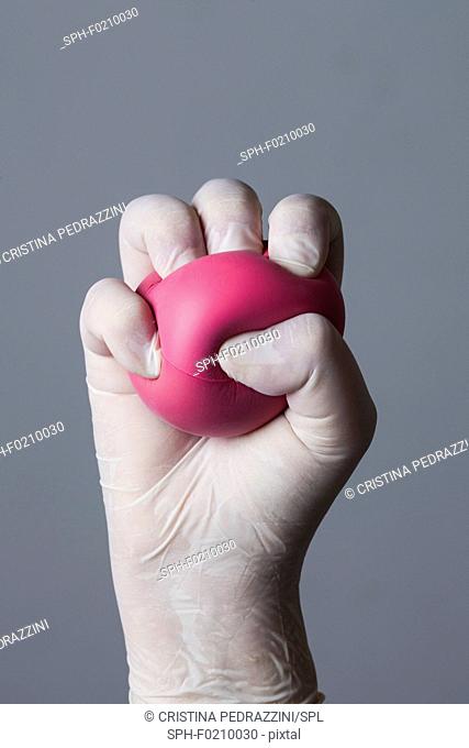 Person holding stress ball