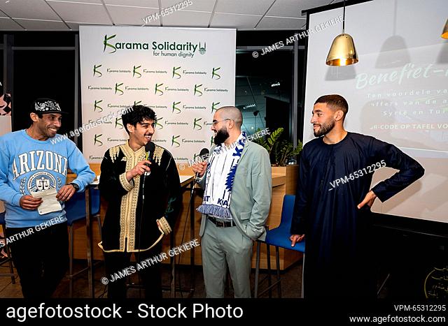 Gent's Tarik Tissoudali (R) pictured during a charity iftar in favor of earthquake victims in Syria and Turkey, organized by KAA Ghent, Karama Solidarity