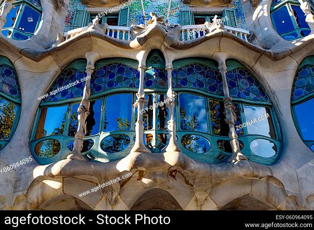 Casa Batlló, designed by Gaudi, in Barcelona, Spain