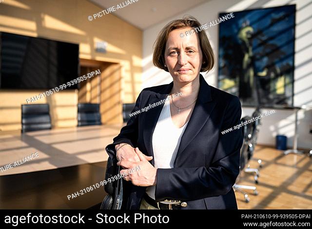 08 June 2021, Berlin: Member of the Bundestag Beatrix von Storch, deputy federal spokeswoman of the AfD, stands in a meeting room of the AfD parliamentary group...