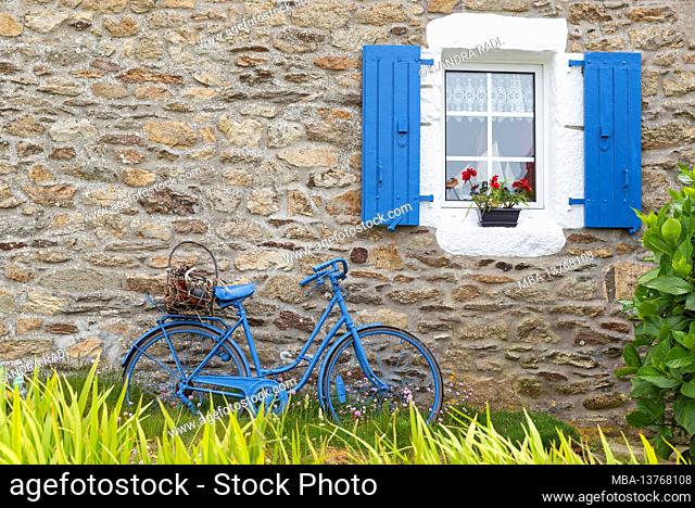 blue bicycle, Île d'Ouessant, France, Brittany, Finistère department