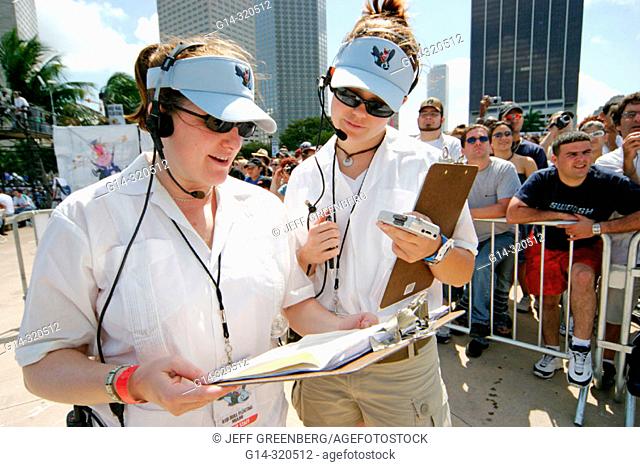 Staff at Red Bull Flügtag festival, Bayfront Park. Miami. Florida, USA