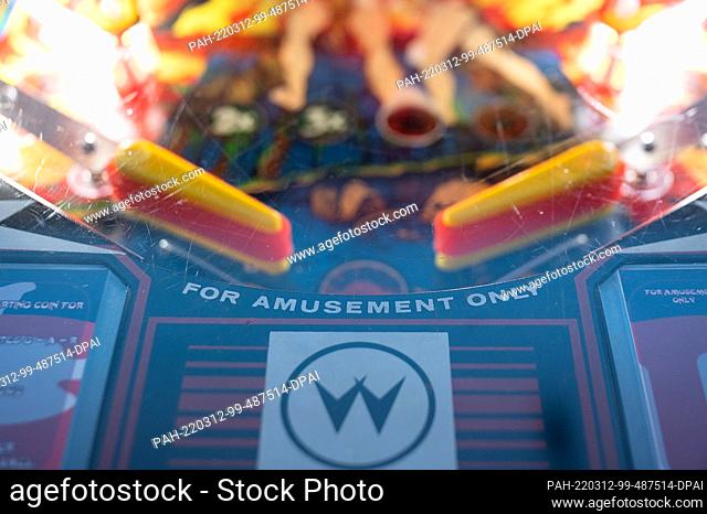 PRODUCTION - 05 March 2022, Hessen, Seligenstadt: ""For Amusement Only"" is written on a pinball machine in the Pinball and Arcade Museum