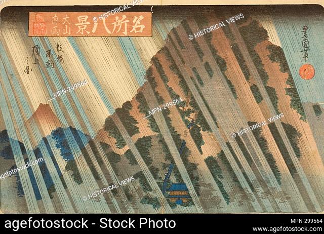 Author: Utagawa Toyoshige (Toyokuni II). Night Rain at Oyama, View of the Summit Above the Former Fudo Temple (Oyama yau, juzen Fudo yori chojo no zu)