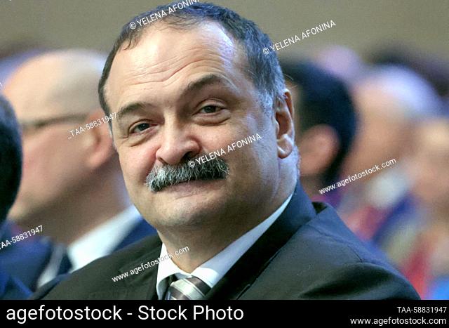 RUSSIA, MINERALNYE VODY - MAY 3, 2023: Dagestan Republic Head Sergei Melikov attends the Caucasus Investment Exhibition at the MinvodyExpo Exhibition Center