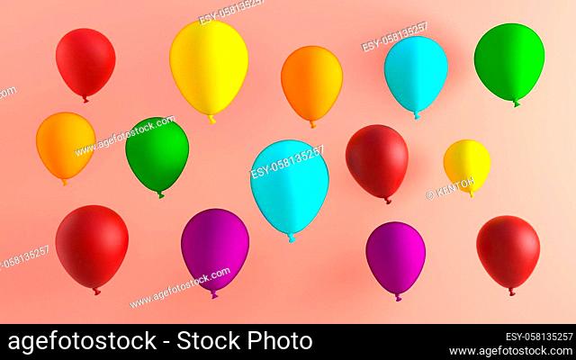 Colorful Birthday Banner Balloons with Empty Space