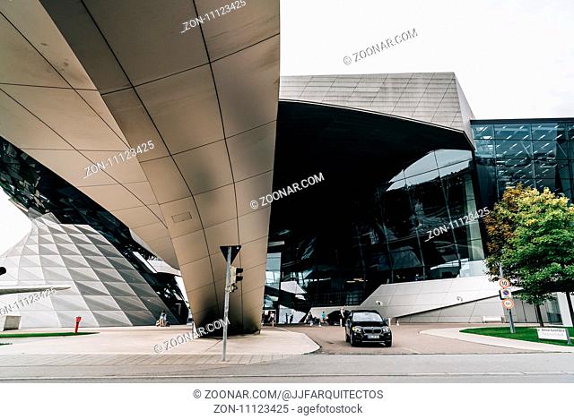 Munich, Germany - August 3, 2017: Exterior shot of BMW Welt in Munich. It is a multi-use exhibition center used for meetings and promotional events
