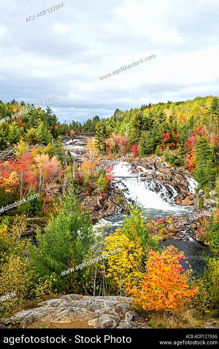 Onaping Falls on Onaping River from A. Y. Jackson Lookout, City of Greater Sudbury, Ontario, Canada