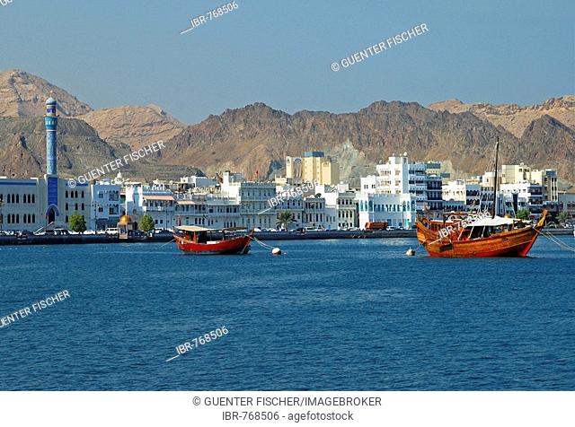 View of the Muttrah district of Muscat, Oman, Middle East