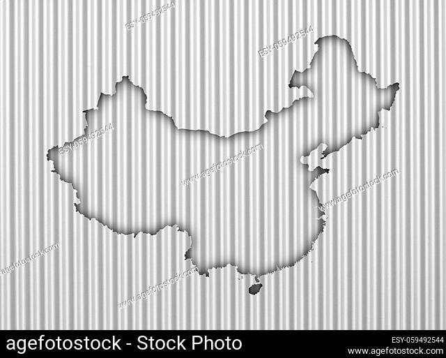 Karte von China auf Wellblech - Map of China on corrugated iron