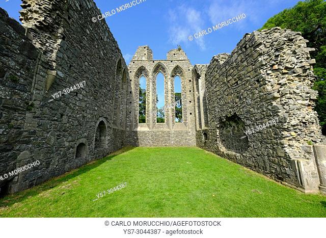 Inch Abbey, a large, ruined monastic site, Downpatrick, Northern Ireland