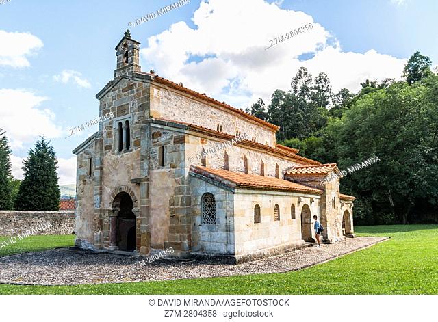 Pre-Romanesque Church of San Salvador de Valdediós or El Conventín, Villaviciosa village, Asturias. Spain. Historical Heritage Site