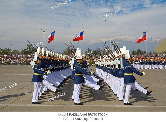 Escuela Militar in Military Parade of Santiago city Chile