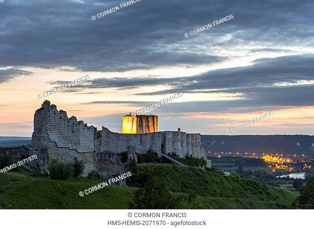 France, Eure, Les Andelys, Chateau Gaillard, 12th century fortress built by Richard Coeur de Lion, new look after several years of renovation, Seine valley