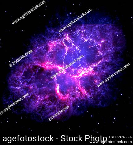 Crab Nebula is a six-light-year-wide remnant of a star's supernova explosion. Elements of this image furnished by NASA