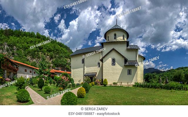 Kolasin, Montenegro - 07.16.2018. Orthodox monastery Moraca. One of the most popular places to visit tourists in Montenegro