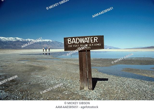 Lowest Place in USA Death Valley NM/CA, California. Badwater sign