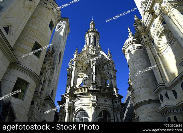 Chateau de Chambord, royal medieval french castle in the Loire Valley, France, Europe