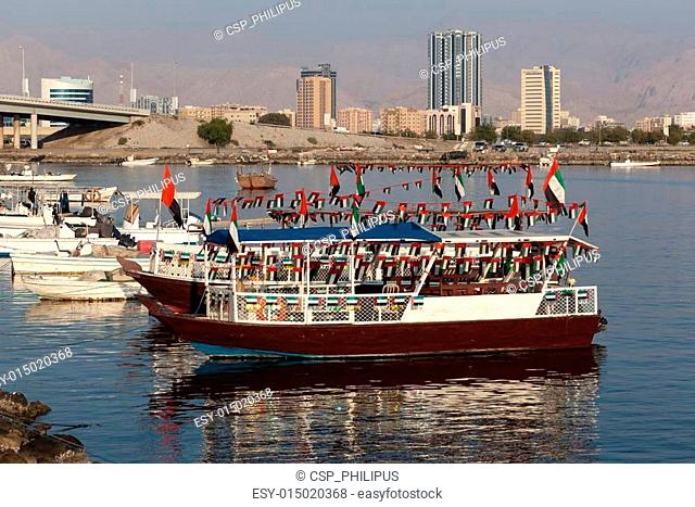 Boats on the creek in Ras Al Khaimah, United Arab Emirates