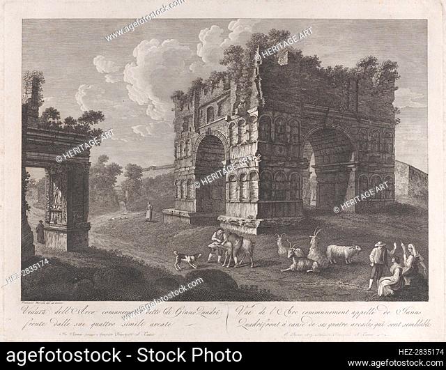 View of the Arch of Janus, with shepherds and goats in the foreground, 1795-1800., 1795-1800. Creator: François Morel