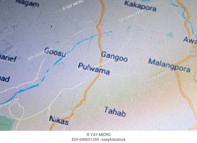 Detailed of Pulwama District, Pulwama District, Government of Jammu and Kashmir, India on physical map