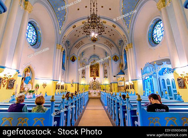 Interior of Blue Church in the Old Town in Bratislava, Slovakia