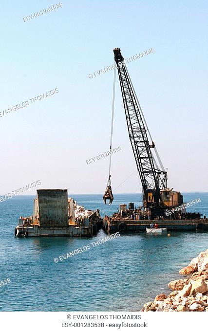 floating crane in action
