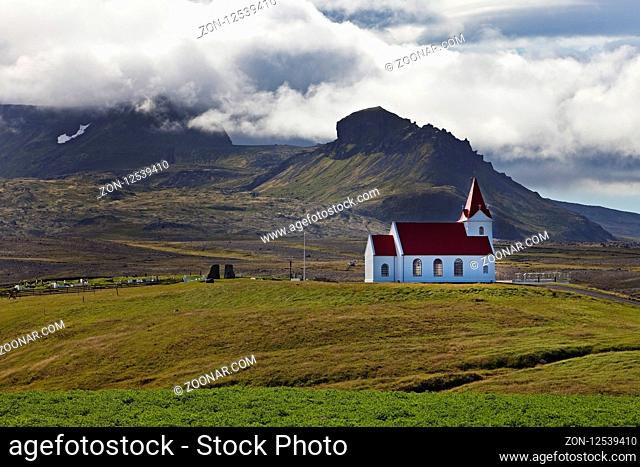 Pfarrkirche Ingjaldshóll, bei Hellissandur, Halbinsel Snæfellsnes, Westisland, Island, Europa