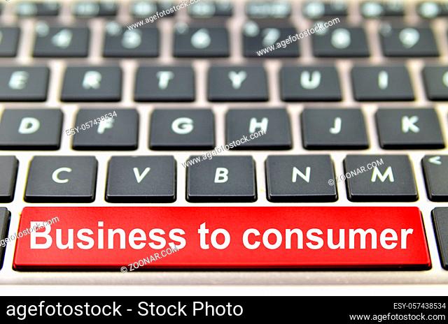 Business to consumer word on computer keyboard, 3D rendering