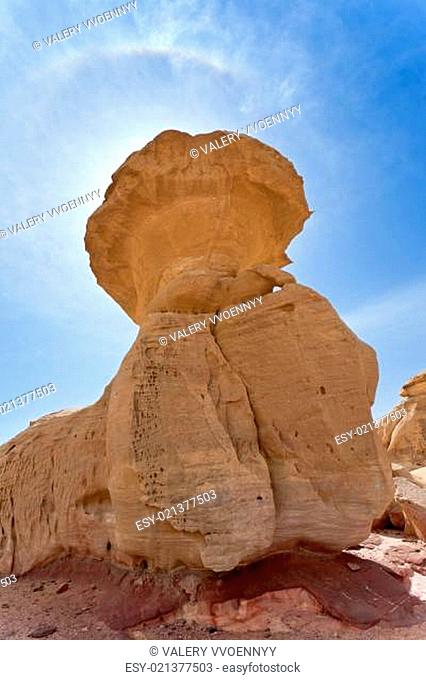 Mushroom rock in Wadi Rum desert