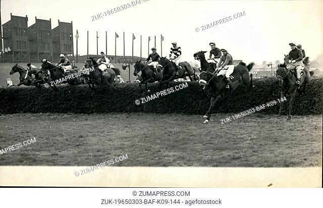 Mar. 03, 1965 - An American horse wins the 1965 Grand National at Aintree today. : The American horse 'Jay Trump' ridden by Crompton Smith