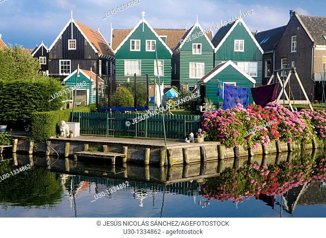 Typical dutch houses in the small town of Marken, in the province of North Holland  Holland