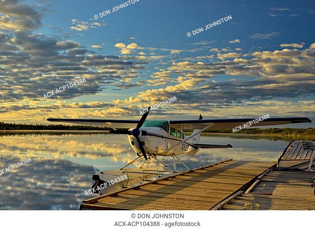 Docked float plane, Wood Buffalo National Park, Alberta, Canada