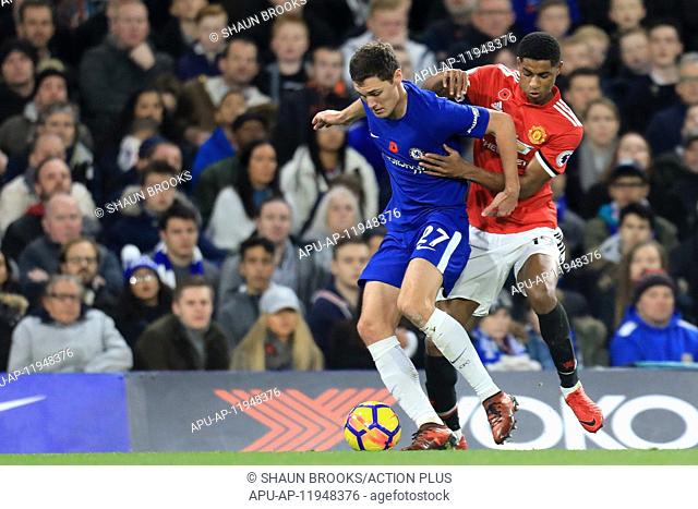 2017 EPL Premier League Chelsea v Man Utd Nov 5th. 5th November 2017, Stamford Bridge, London, England; EPL Premier League football