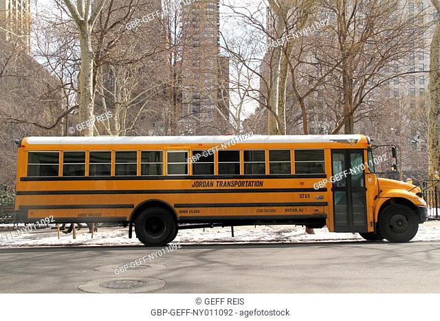 School bus, Fifth avenue, Times Square, New York, United States